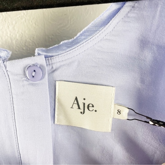 Aje Virginie Square Neck Cut Out Linen Blend Midi Dress Purple Casual Cocktail - Picture 9 of 11